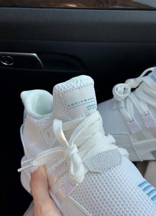 Красивейшие женские кроссовки adidas equipment eqt adv 91-18 white blue белые с голубым4 фото