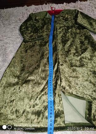 Акция!!!шикарное платье с разрезом бархат хакки- 42/44 ps m