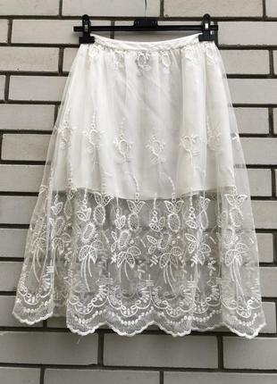 Белая кружевная,гепюровая юбка,нарядная,вечерняя, topshop1 фото