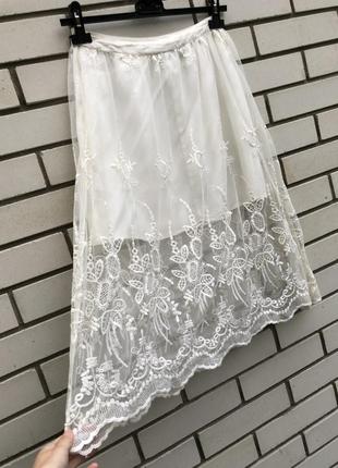 Белая кружевная,гепюровая юбка,нарядная,вечерняя, topshop7 фото