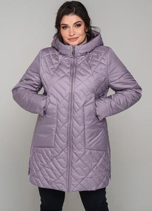 Шикарная женская удлиненная куртка на весну, батальные размеры1 фото