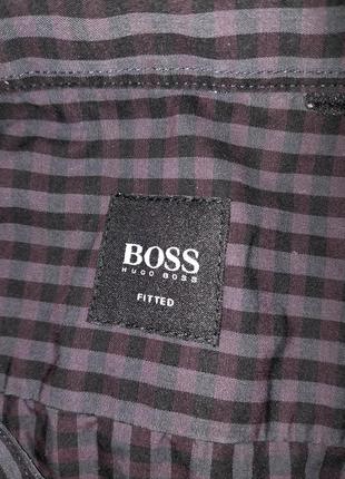 Мужская рубашка на длинный рукав hugo boss в клетку3 фото