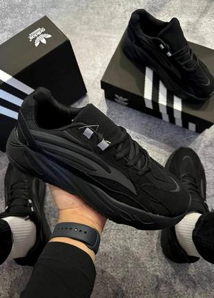Стильні чорні чоловічі кросівки adidas yezzy 700 замшеві кросівки із натуральної замші2 фото