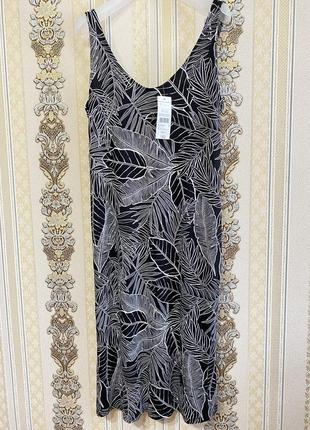 Стильний легкий літній сарафан, сукня міді, чорно біле плаття з розрізами