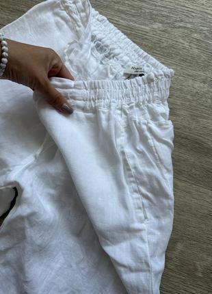 Стильные белоснежные шорты бермуды льняные легкие 38/м8 фото