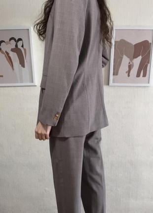 Вовна 🔥 серый брючный костюм классический теплый шерстяной базовый стильный трендовый комплект оверсайз свободный пиджак жакет брюки2 фото