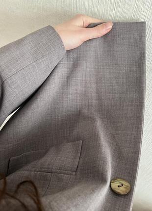 Вовна 🔥 серый брючный костюм классический теплый шерстяной базовый стильный трендовый комплект оверсайз свободный пиджак жакет брюки3 фото