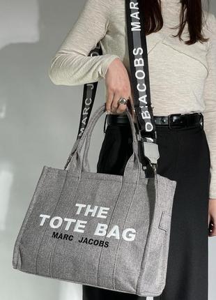 Сумка marc jacobs the medium tote bag grey textile3 фото