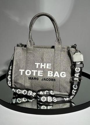 Сумка marc jacobs the medium tote bag grey textile4 фото