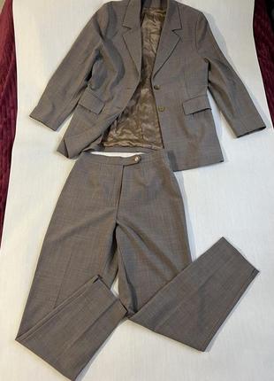 Вовна 🔥 сірий брючний костюм класичний теплий вовняний базовий стильний трендовий комплект оверсайз вільний піджак жакет брюки6 фото