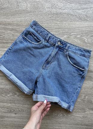Стильные джинсовые шорты mom высокая посадка с подкатом veto moda 38/m10 фото