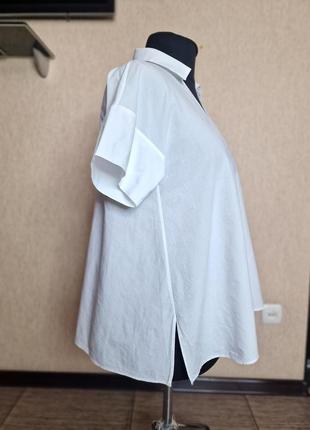 Белая хлопковая рубашка, рубашка с короткими рукавами, свободного кроя cos, оригинал3 фото