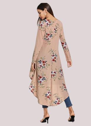 Блуза удлиненная в цветочный принт shein большой размер6 фото
