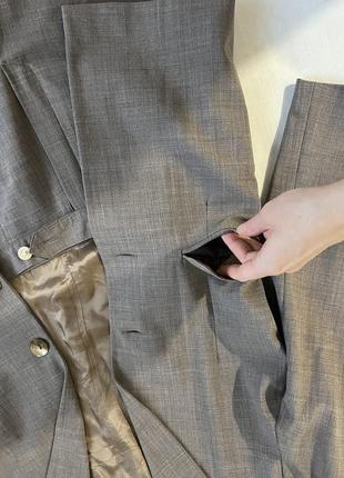 Вовна 🔥 серый брючный костюм классический теплый шерстяной базовый стильный трендовый комплект оверсайз свободный пиджак жакет брюки8 фото