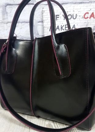 Стильная деловая женская сумка из натуральной кожи4 фото