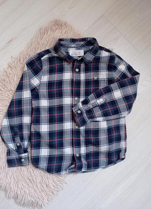Рубашка в клеточку легкая байка для мальчика.