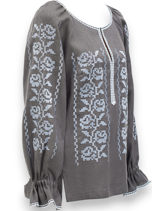 Блуза тереса темно-серая галерея льна, 40-52рр.2 фото