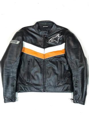 Alpinestars black moto leather jacket biker motorcycle motocross