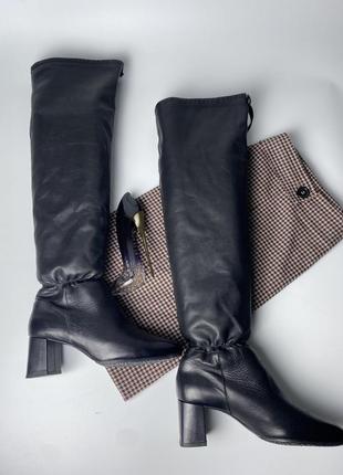 Высокие кожаные ботфорты zara испания