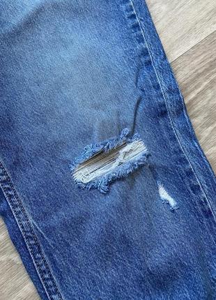 Щільні сині джинси з потертостями mom hight waist f&amp;f 36/34 xs-s8 фото