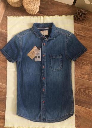 Рубашка короткий рукав джинсовая рубашка denim bershka