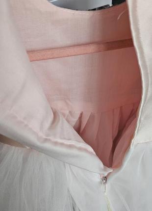 Дитяча пишна ніжна рожева біла сукня з вишивкою святкова гарна на 6м 9м 12м 18м 1 рік рочок на день народження хрестини ошатне плаття фотосесію10 фото