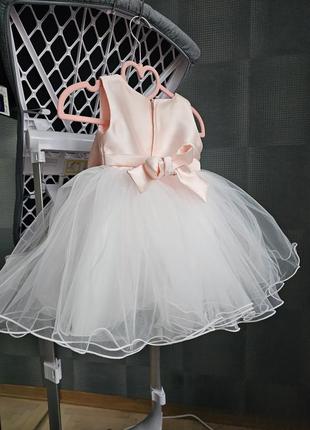 Детское пышное нежное розовое белое платье с вышивкой праздничное красивое на 9м 12м 18м год годик на день рождения крестины нарядное фотосессия7 фото