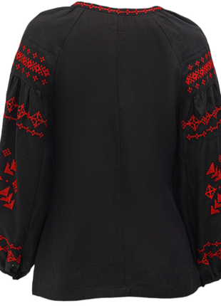 Блуза маречка черная с вышивкой, вышиванка, льняная, галерея льна, 42-54рр.3 фото