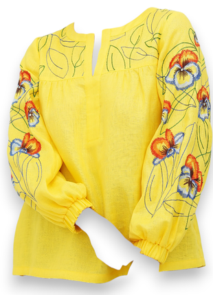 Блуза бережанка жовта галерея льону, 44-56рр.