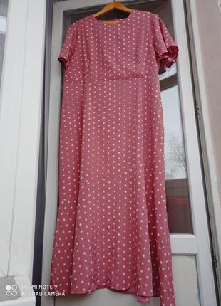 Рожева сукня в горошок1 фото