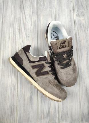 Женские кроссовки new balance 574 khaki brown2 фото