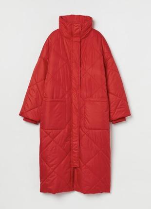 Пуховик-пальто на синтепоне демисезонное (еврозима)в красном цвете от h&amp;m