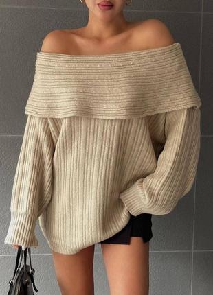 Турция удлиненный свитер оверсайз кроя с открытыми плечами люкс качество 🔥2 фото