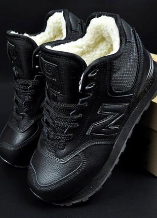 Кроссовки женские new balance 574 high all black winter3 фото