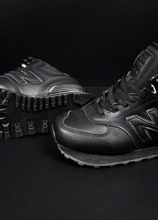 Кроссовки женские new balance 574 high all black winter5 фото