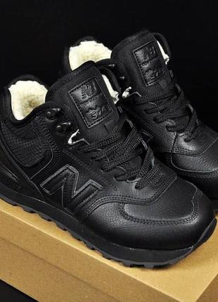 Кроссовки женские new balance 574 high all black winter7 фото