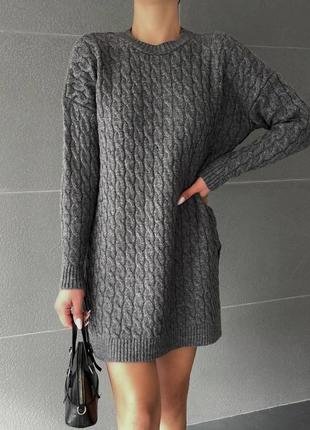 Оверсайз оверсайз объемное удлиненное туника платье мини коса вязаное джемпер кофта базовый стильный тренд зара zara5 фото