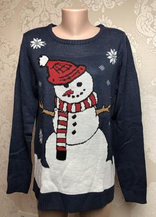 Новогодний джемпер свитер со снеговиком- распродажа2 фото
