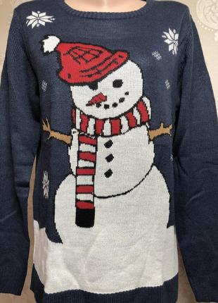 Новогодний джемпер свитер со снеговиком- распродажа3 фото