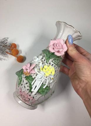Ажурная фарфоровая ваза для сухоцвета н246 прорезной китайский холодный фарфор2 фото