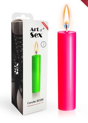 Розовая восковая свеча art of sex size m 15 см низкотемпературная, люминесцентная бдсм