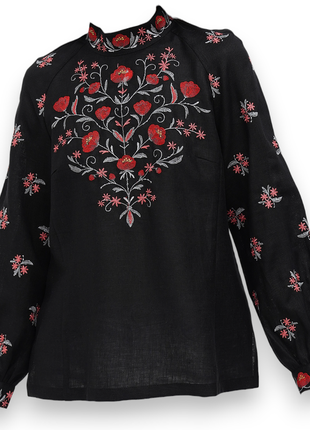 Блуза тернавка черная галерея льна, 40-48рр3 фото