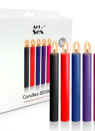 Набор восковых свечей art of sex thin 16 см (5 шт), низкотемпературные, тонкие бдсм