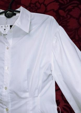 Удлинённая рубашка 100% хлопковая белая длинная рубашка блуза блузка4 фото