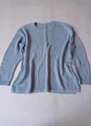 Повседневная кофта вязанная. батал голубая