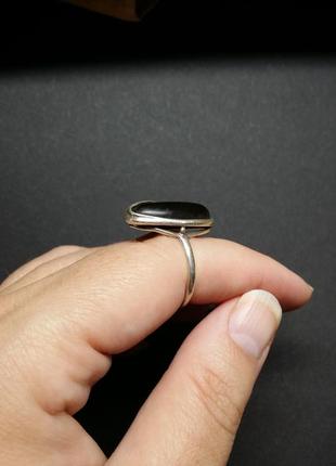 Серебряное кольцо с черным камнем5 фото