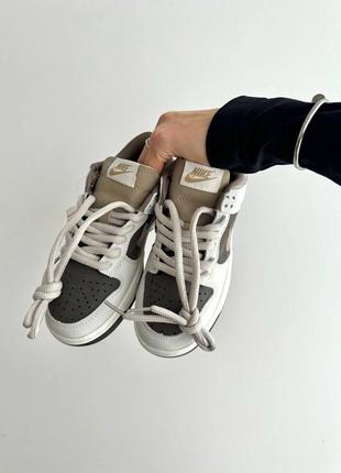 Классные женские кроссовки nike sb AIR teddy bear brown premium белые с коричневым3 фото