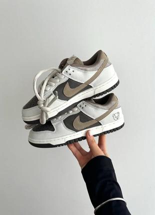 Классные женские кроссовки nike sb dunk teddy bear brown premium белые с коричневым4 фото