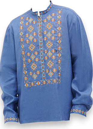 Рубашка мужская ярема синяя галерея льна, 44-56рр