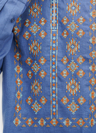 Рубашка мужская ярема синяя галерея льна, 44-56рр3 фото